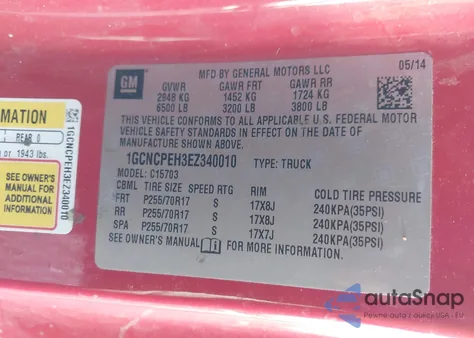 2014 Chevrolet Silverado 1500 Work Truck 1Wt z USA, uszkodzony, nr VIN 1GCNCPEH3EZ340010